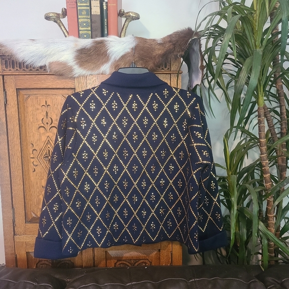 Marc by Marc Jacobs Gold Sequin Navy Button Jacket - Picture 6 of 9